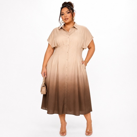 Mark & James Badgley Mischka Dresses & Skirts - Mark & James Badgley Mischka Batwing Ombre Shirt Dress Size 1X NWT